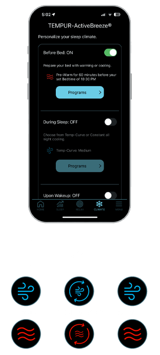 Active Breeze Phone App with Fan Settings