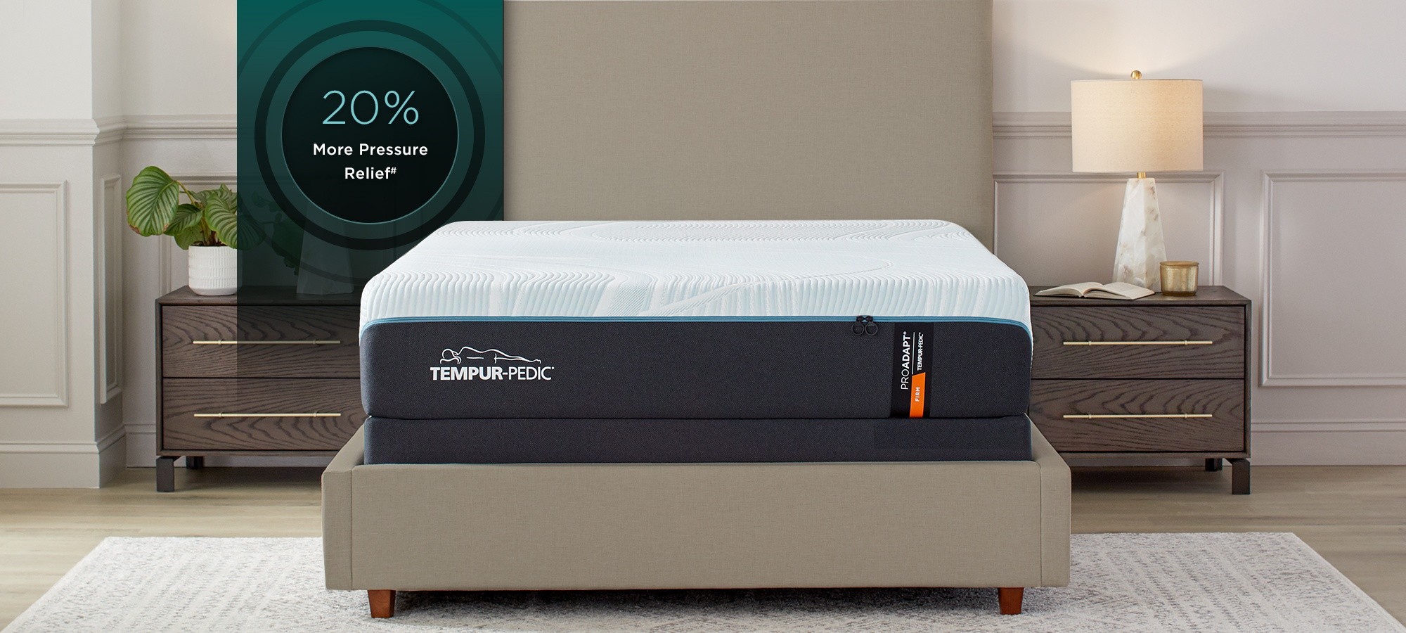 ProAdapt Firm mattress in a styled room 20% more pressure relief