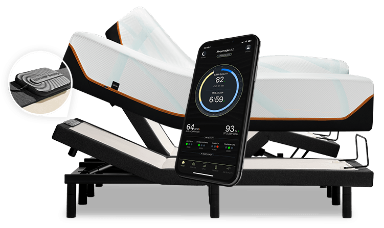 Sleeptracker with mobile device and mattress with adjustable base