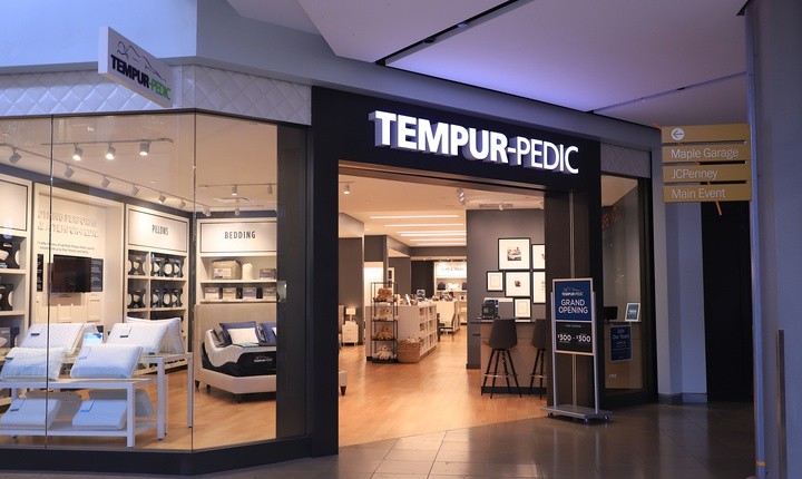Entrance to a tempur-pedic store in a mall